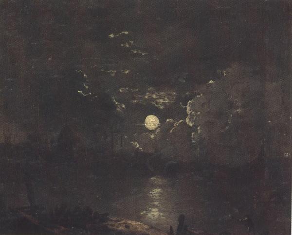 Attributed to henry pether The City of London from the Thames by Moonlight (mk37) oil painting picture